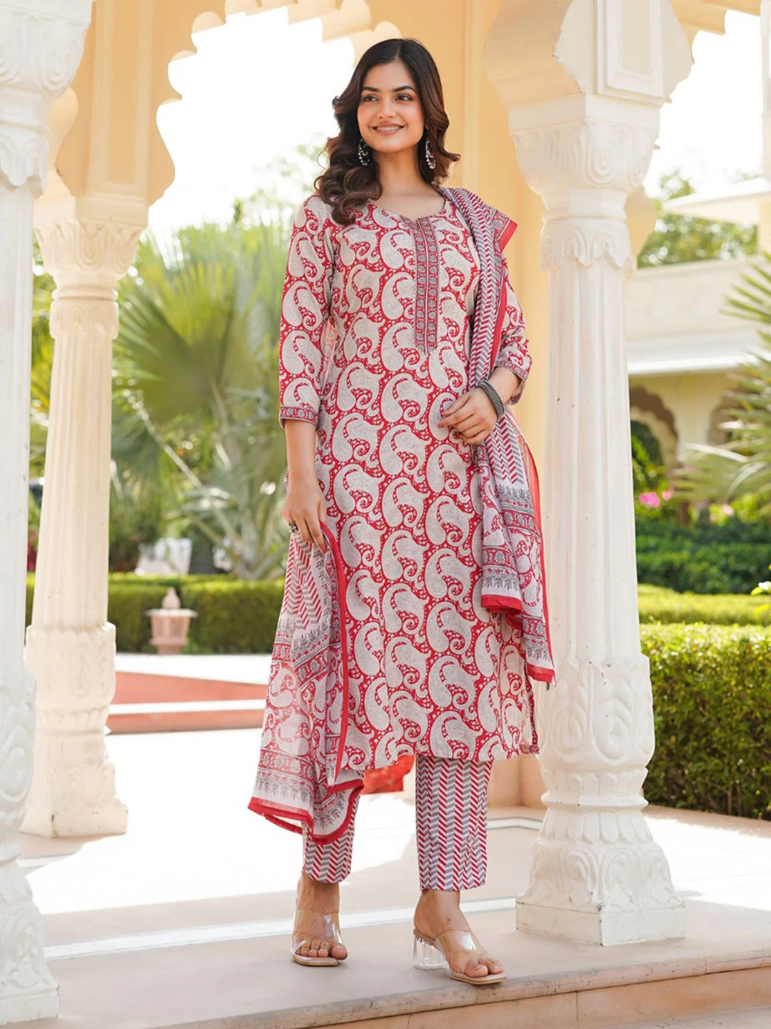 KALINI Women Paisley Printed Regular Kurta with Trousers & Dupatta - Image 3