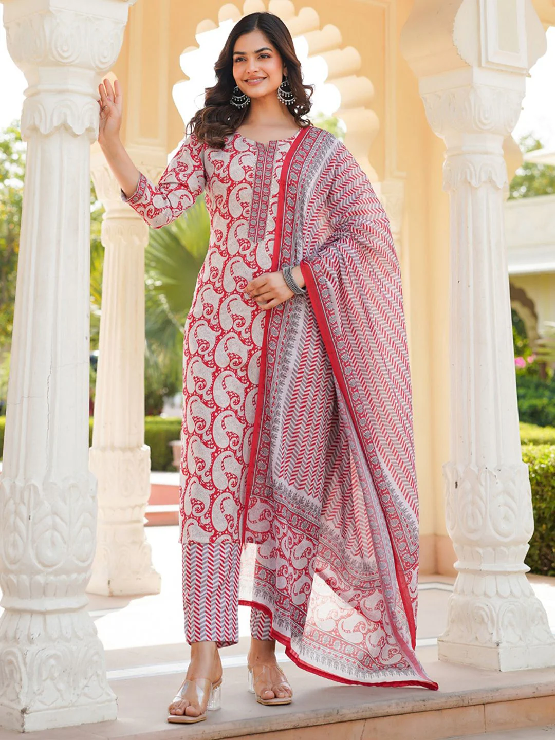 KALINI Women Paisley Printed Regular Kurta with Trousers & Dupatta - Image 4