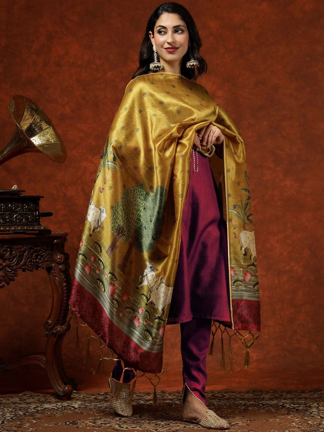 Kalini Women Straight Kurta Pant Set With Digital Print Dupatta - Image 3