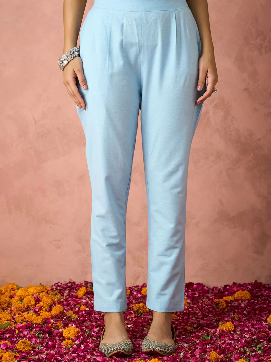 KALINI Woven Design Straight Kurta With Trouser And Dupatta - Image 7