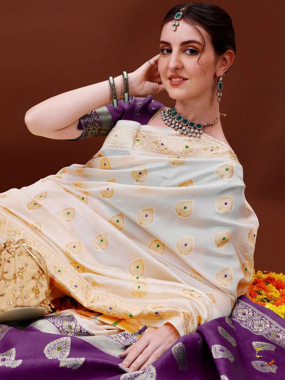 KALINI Woven Design Zari Banarasi Saree - Image 5