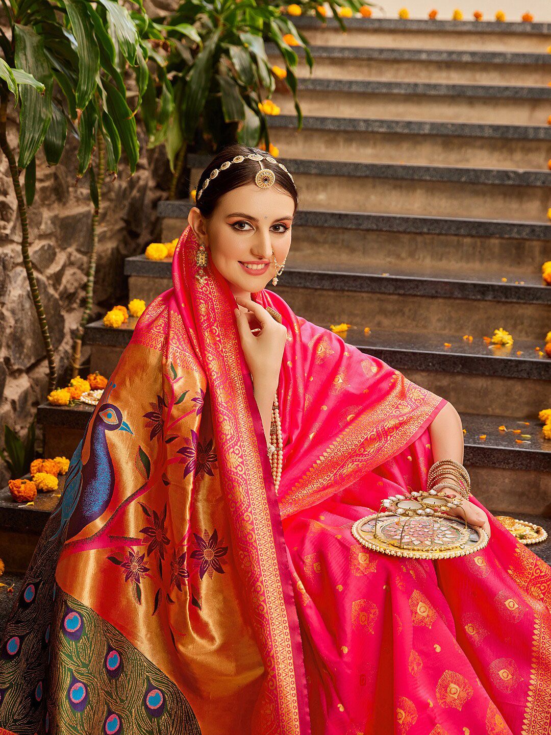 KALINI Woven Design Zari Paithani Saree - Image 5