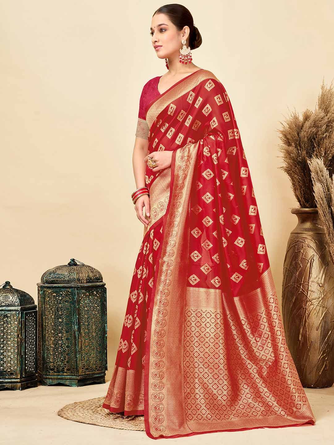 KALINI Woven Design Zari Silk Blend Designer Banarasi Saree - Image 3