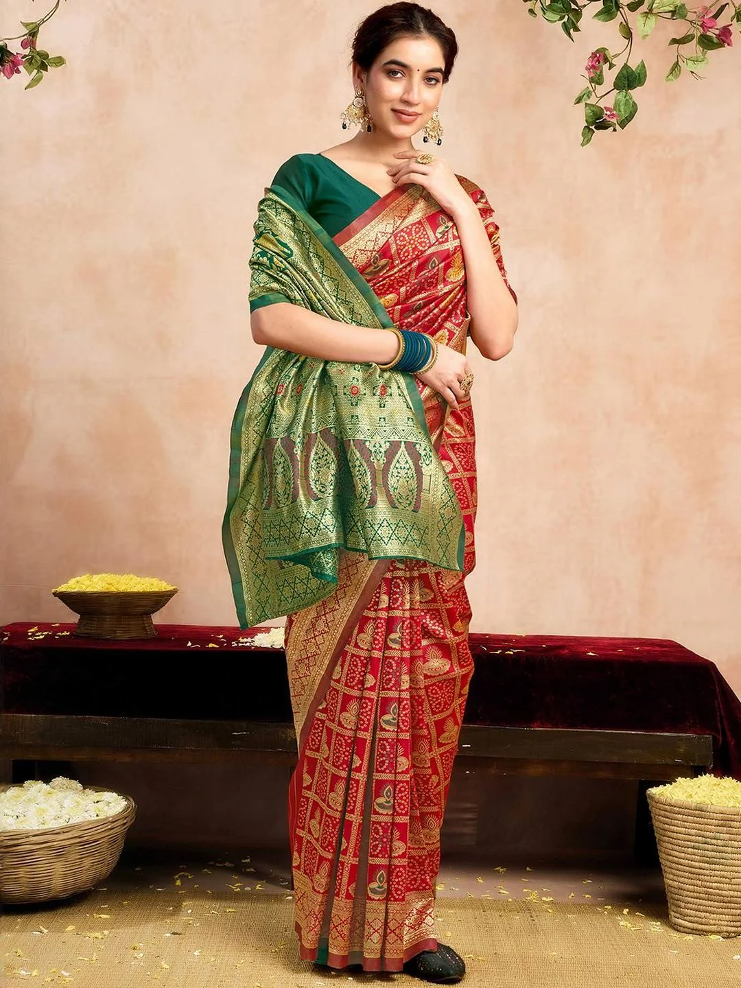 KALINI Woven Design Zari Silk Blend Designer Banarasi Saree - Image 2