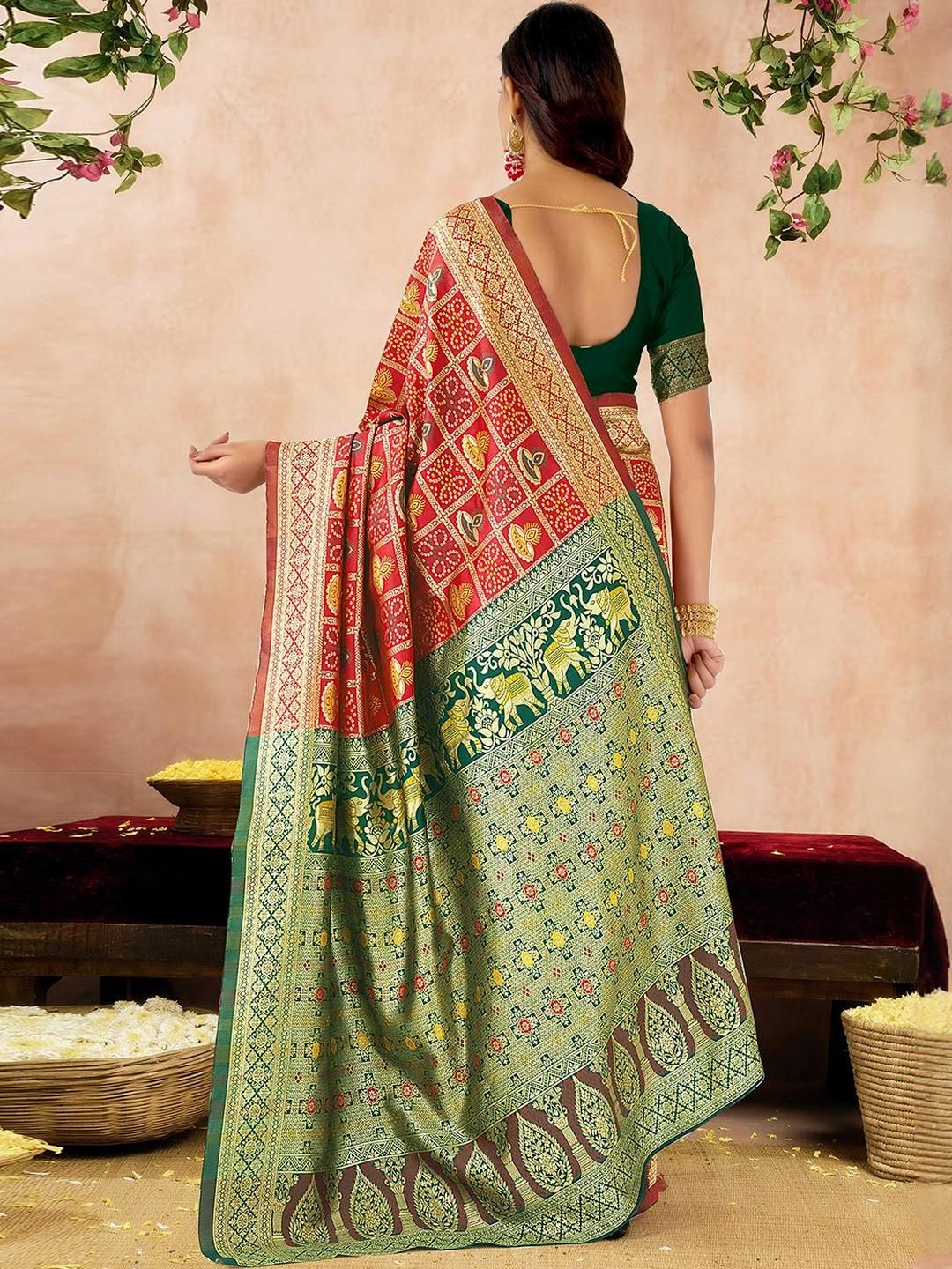 KALINI Woven Design Zari Silk Blend Designer Banarasi Saree - Image 5