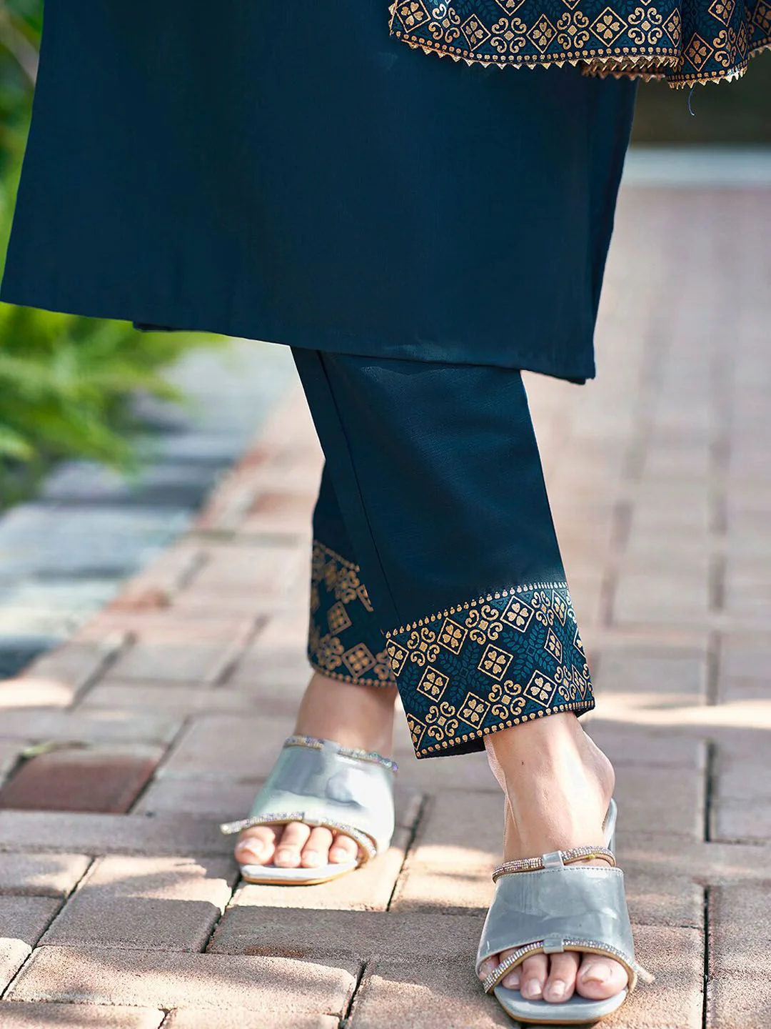 KALINI Yoke Design Sequinned Kurta with Trousers & Dupatta - Image 3