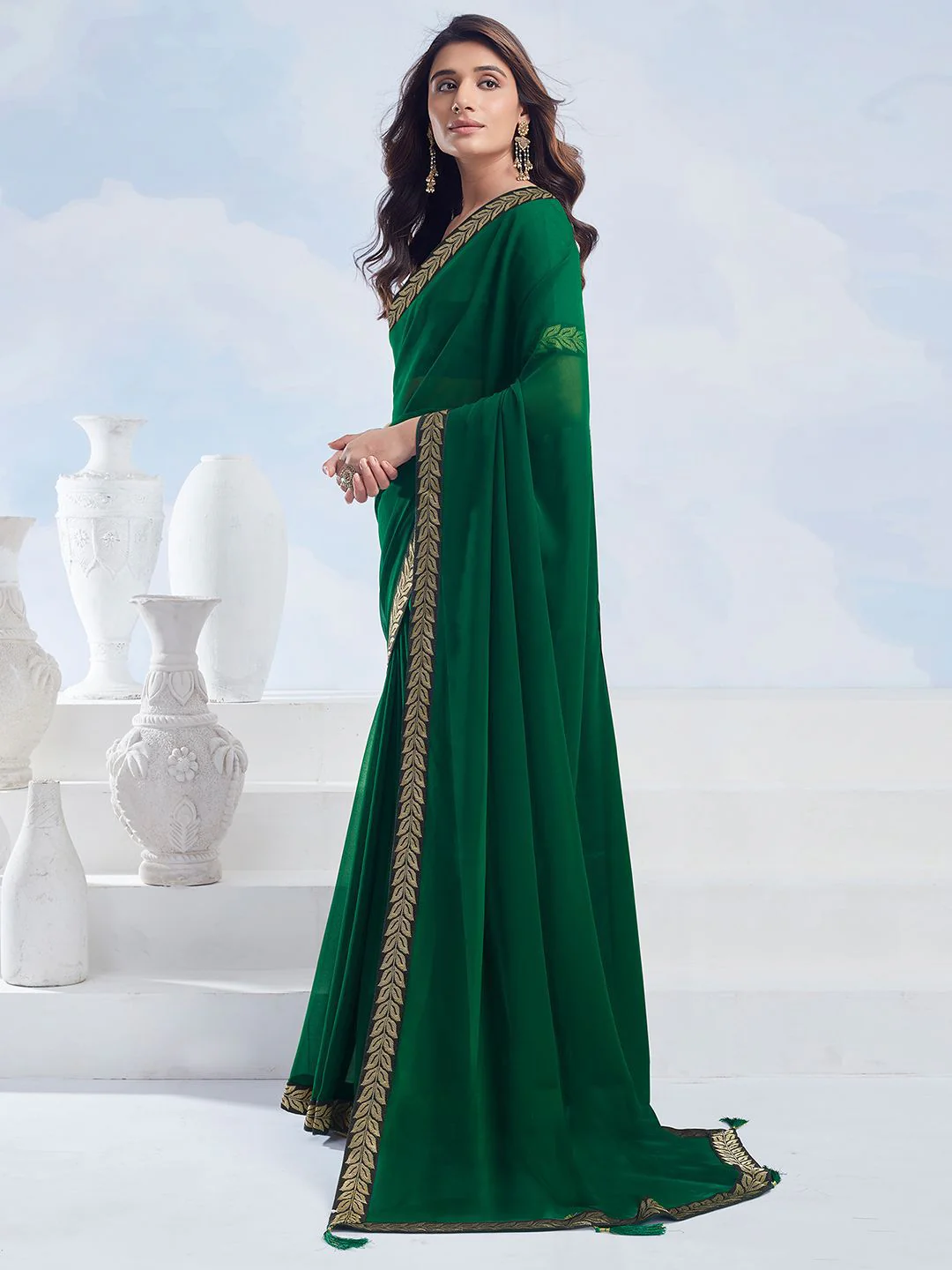 KALINI Zari Pure Georgette Saree - Image 2