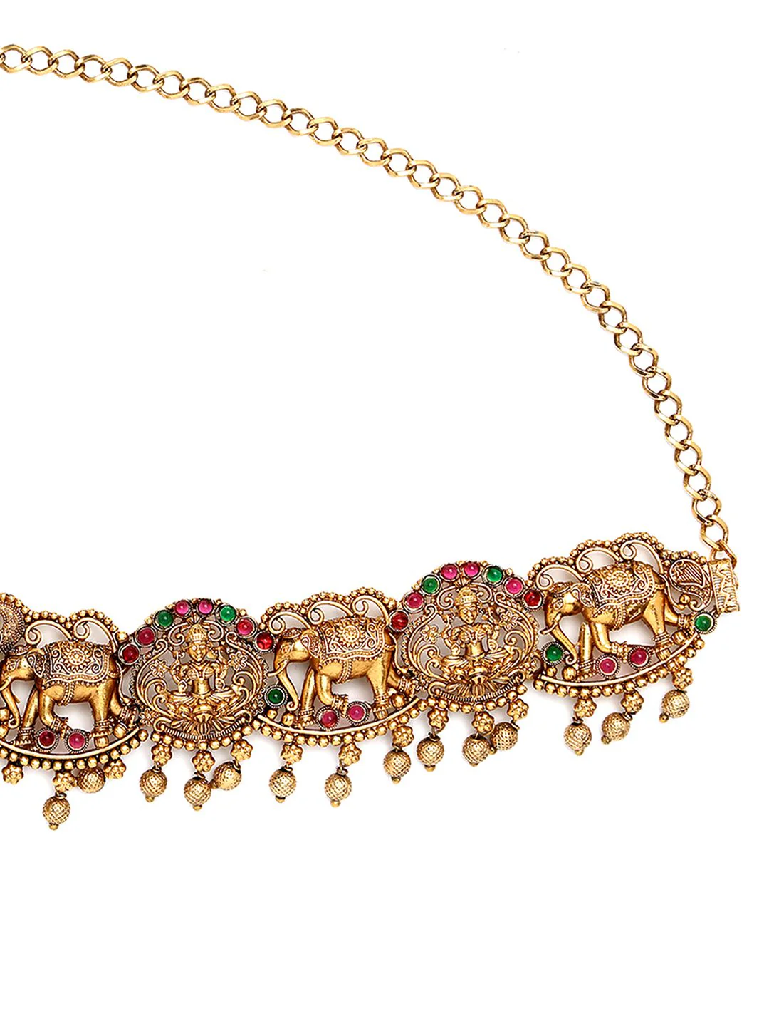 KARATCART Artificial Stones Studded & Beaded Goddess Lakshmi Mata and Elephant Kamarbandh - Image 7