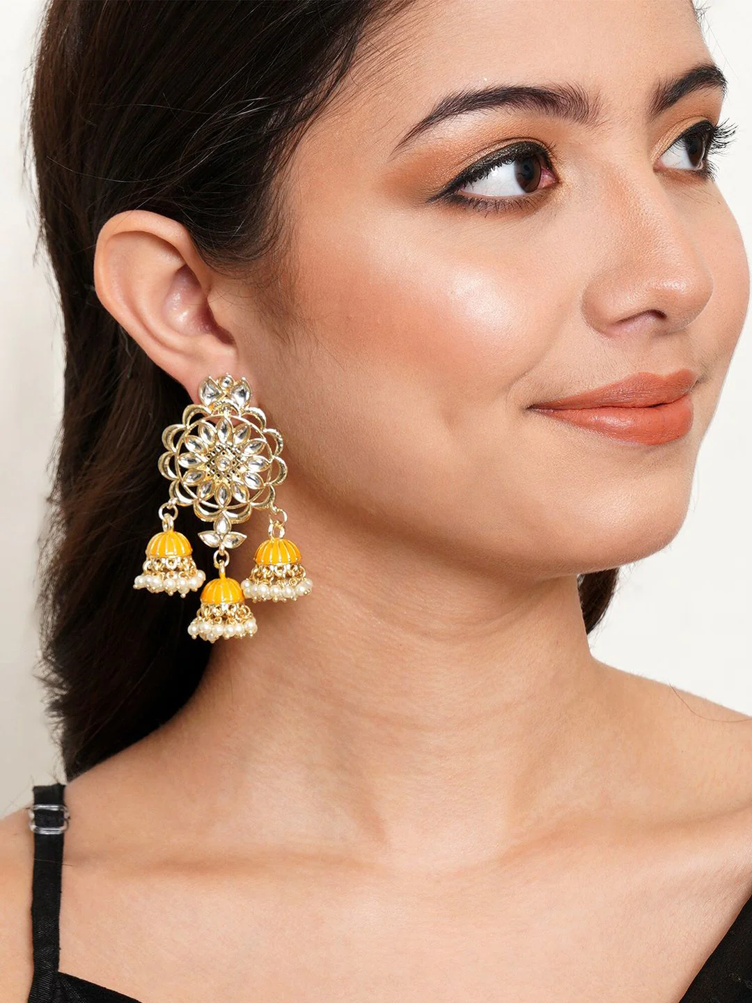 KARATCART Contemporary Jhumkas Earrings - Image 5