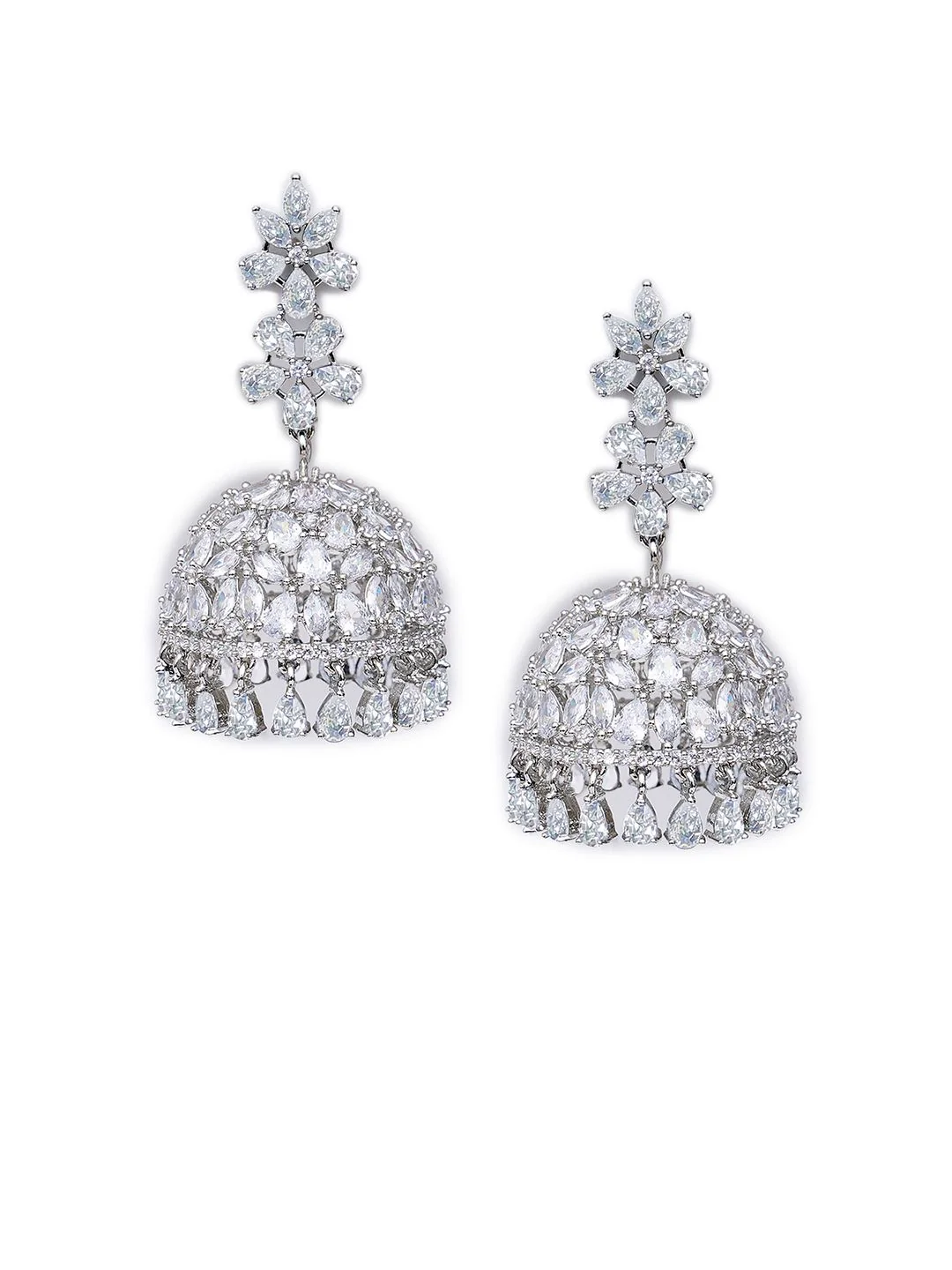 KARATCART Contemporary Jhumkas Earrings - Image 3
