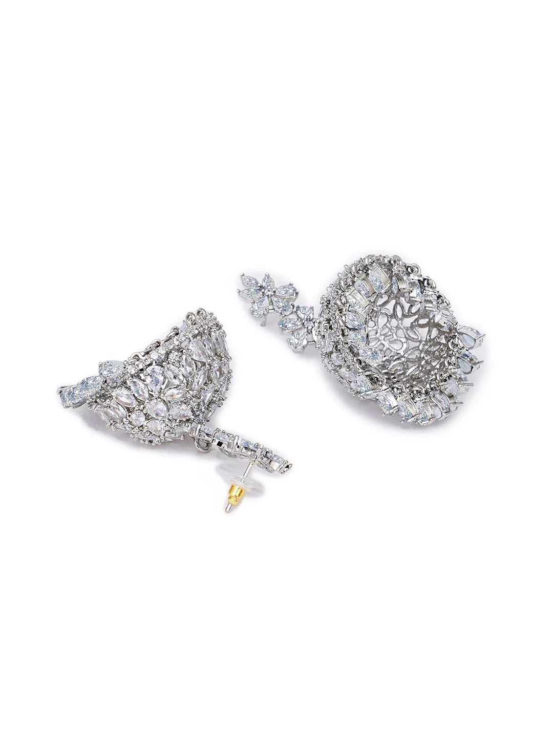 KARATCART Contemporary Jhumkas Earrings - Image 4