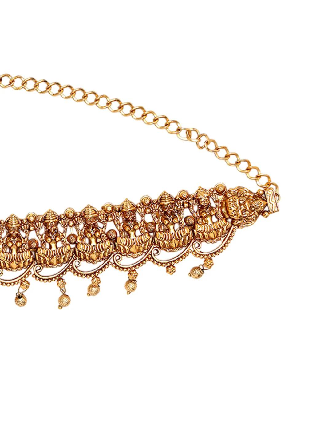 KARATCART Gold-Plated Artificial Beaded Lakshmi Mata Temple Kamarbandh Waist Chain - Image 3