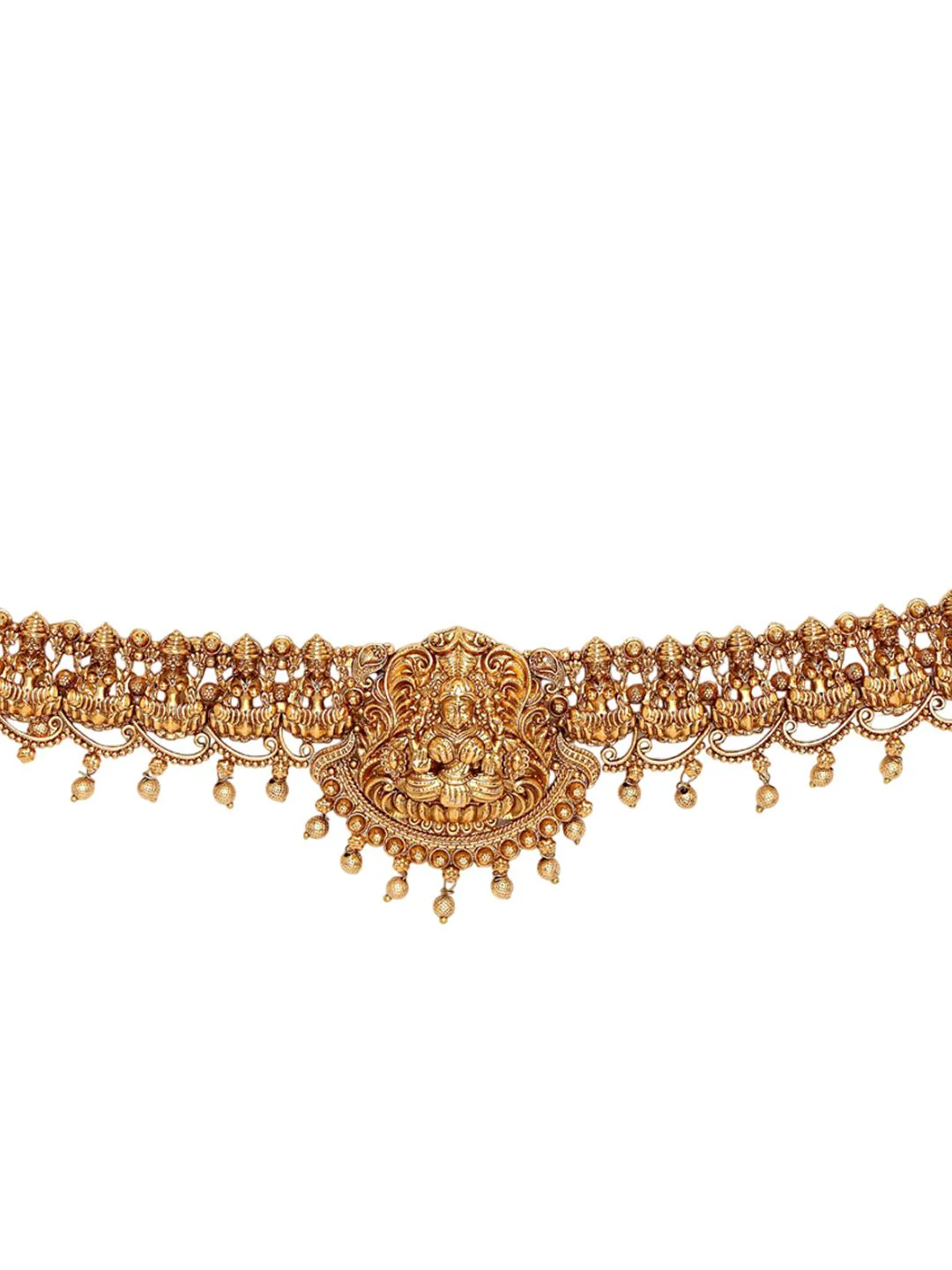 KARATCART Gold-Plated Artificial Beaded Lakshmi Mata Temple Kamarbandh Waist Chain - Image 5