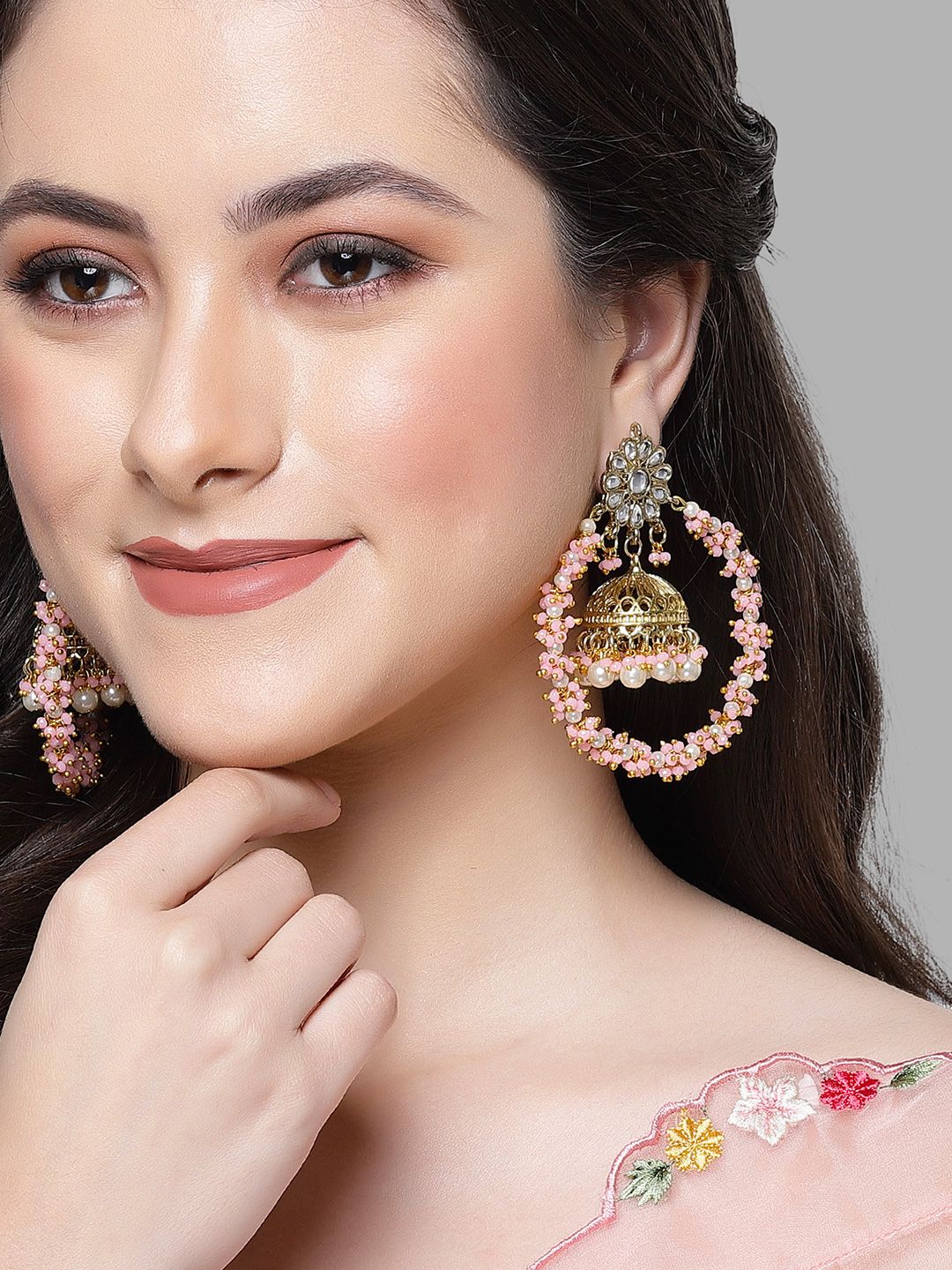 KARATCART Gold-Plated Contemporary Jhumkas Earrings