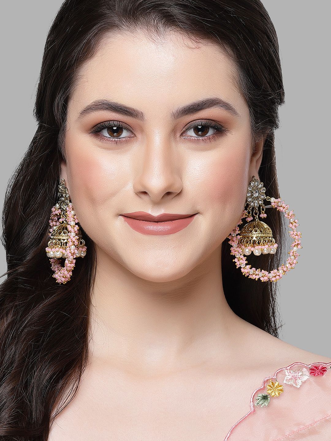 KARATCART Gold-Plated Contemporary Jhumkas Earrings - Image 2