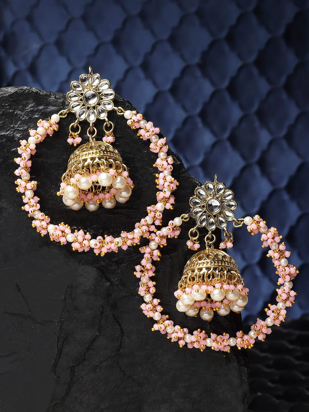 KARATCART Gold-Plated Contemporary Jhumkas Earrings - Image 3