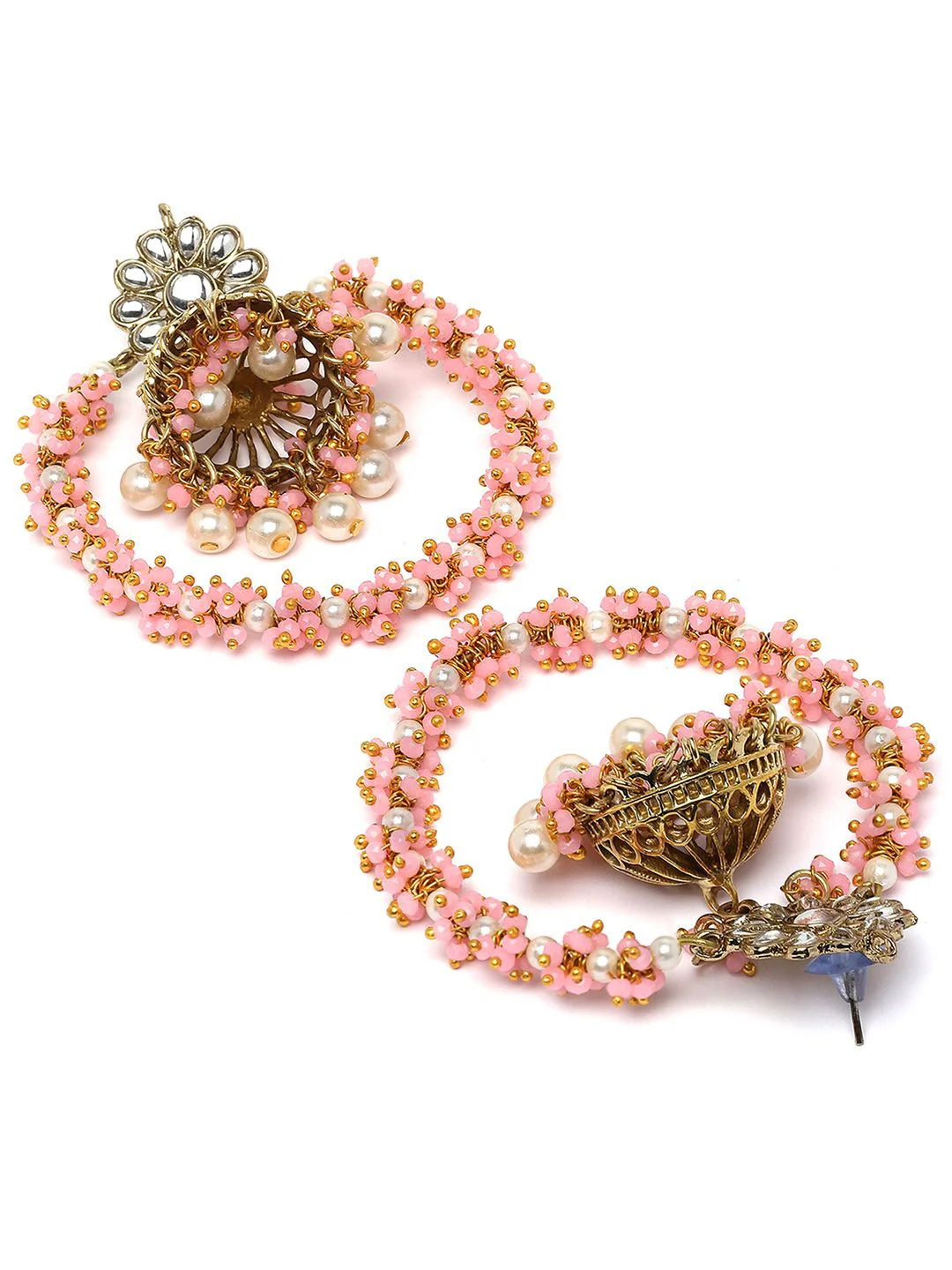 KARATCART Gold-Plated Contemporary Jhumkas Earrings - Image 4