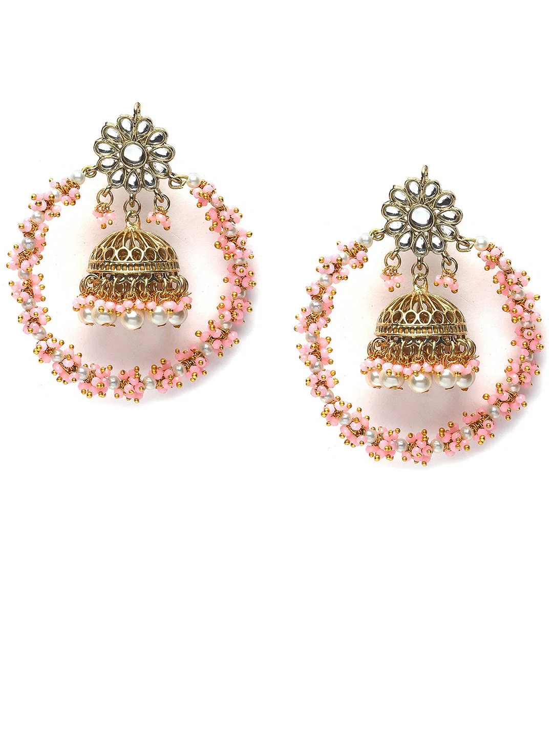 KARATCART Gold-Plated Contemporary Jhumkas Earrings - Image 5