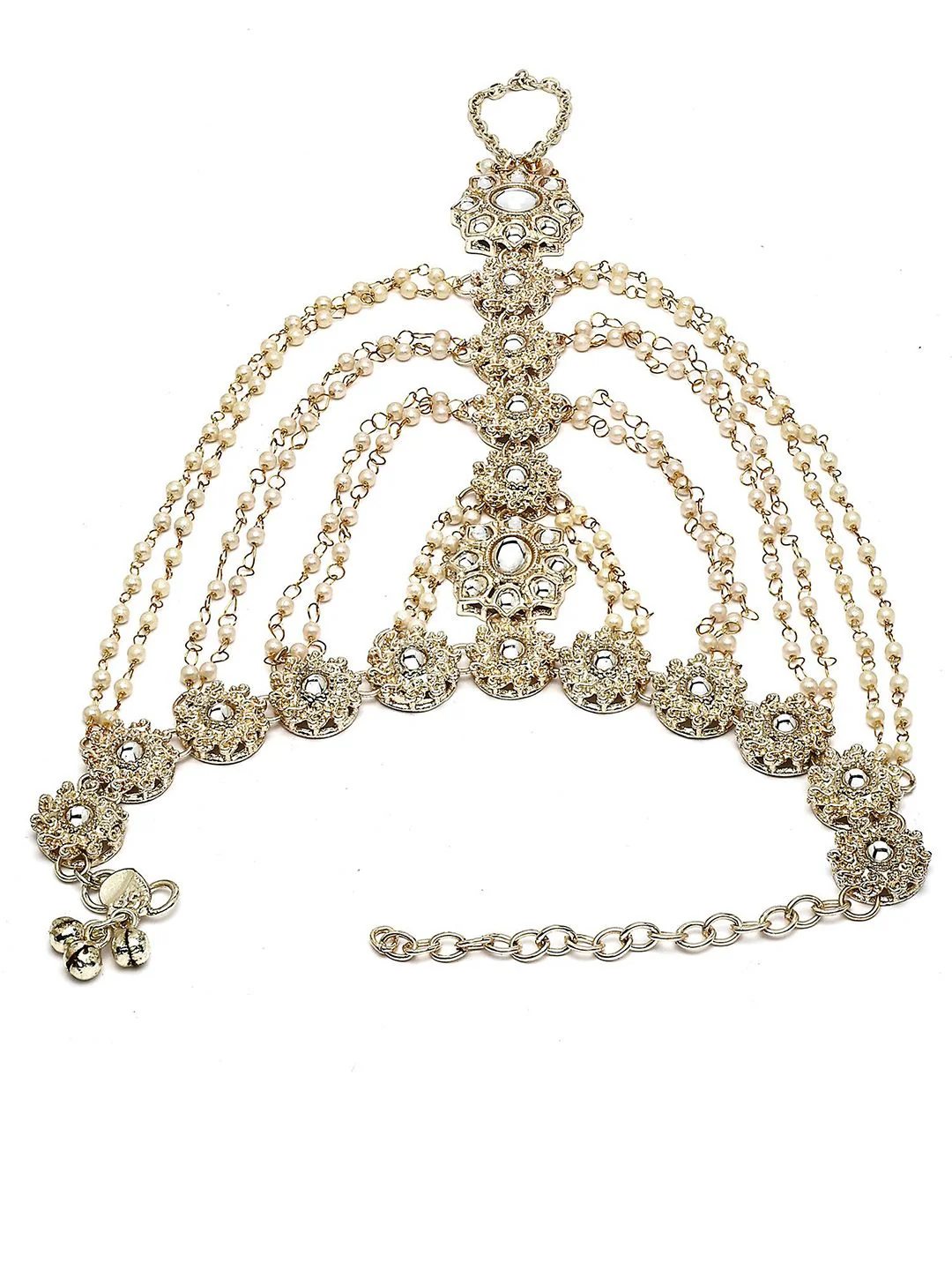 KARATCART Gold-Plated Kundan Studded Anklet - Image 4