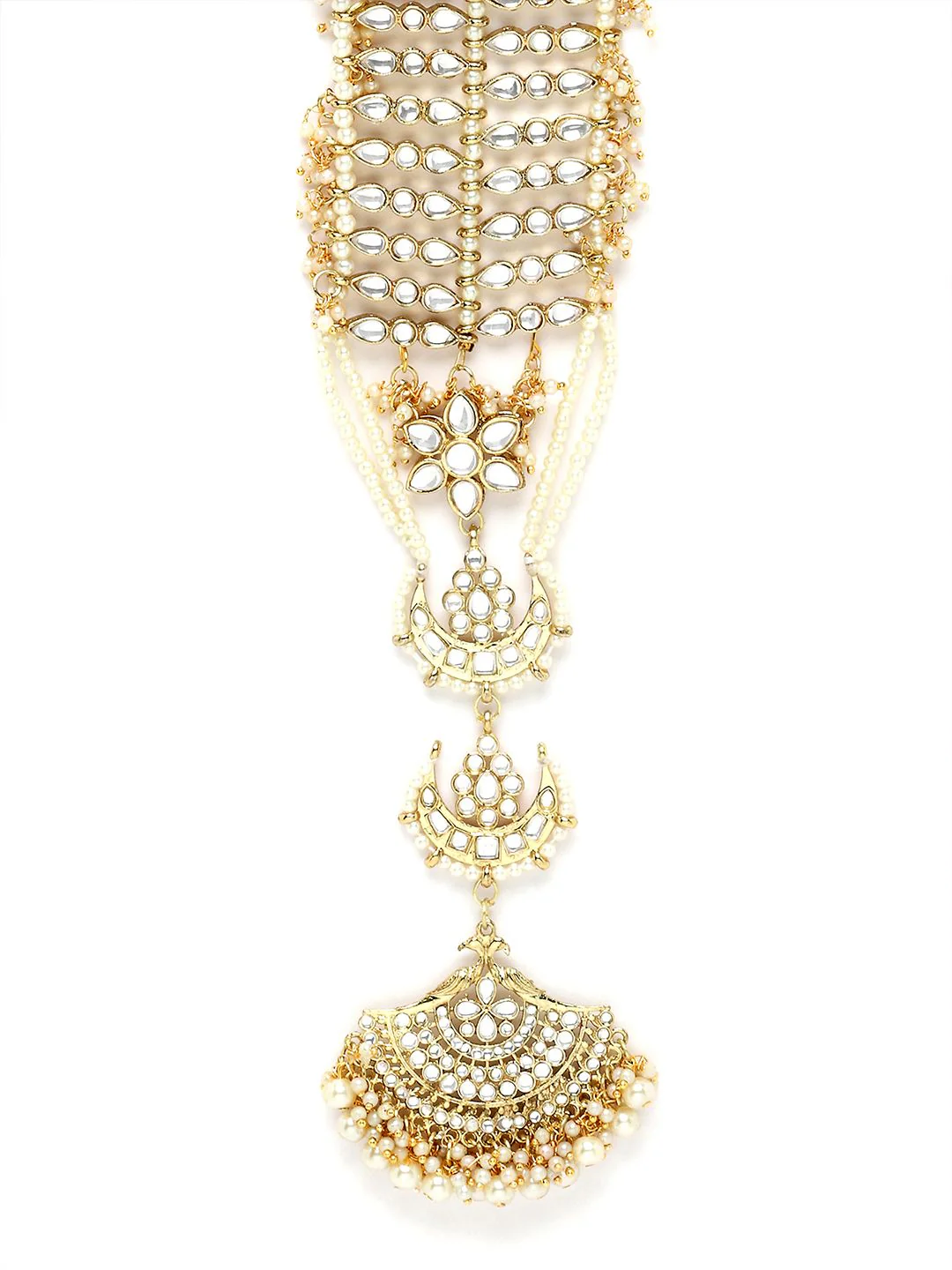 KARATCART Gold-Plated Kundan Studded & Beaded Choti - Image 3