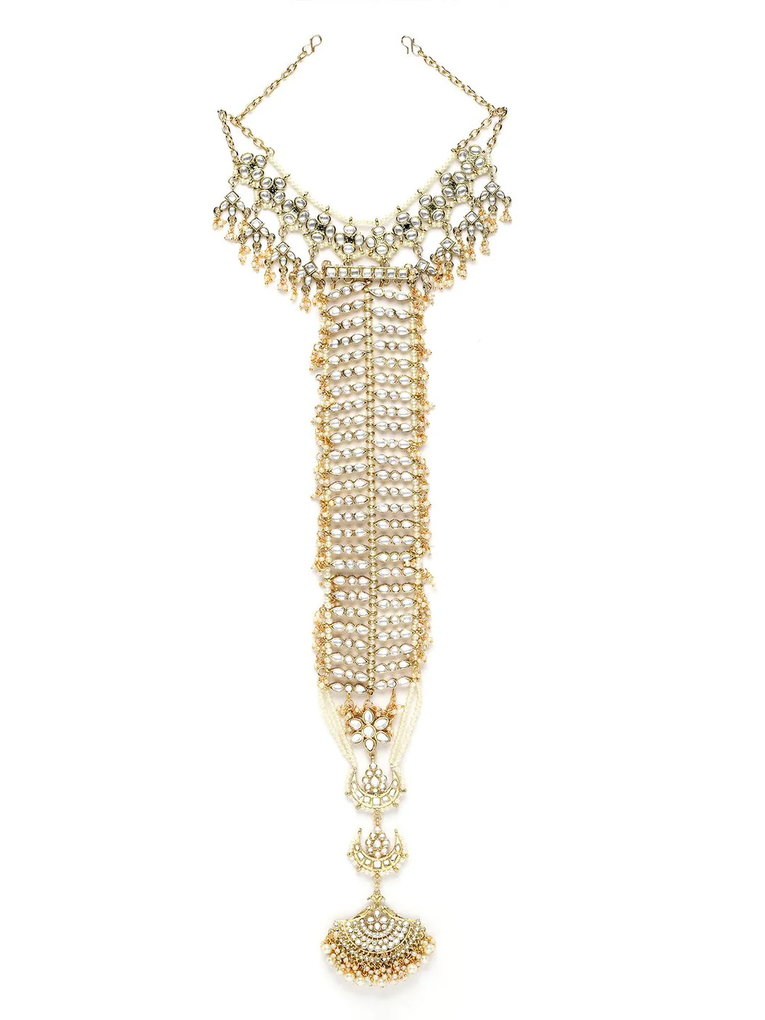 KARATCART Gold-Plated Kundan Studded & Beaded Choti - Image 4