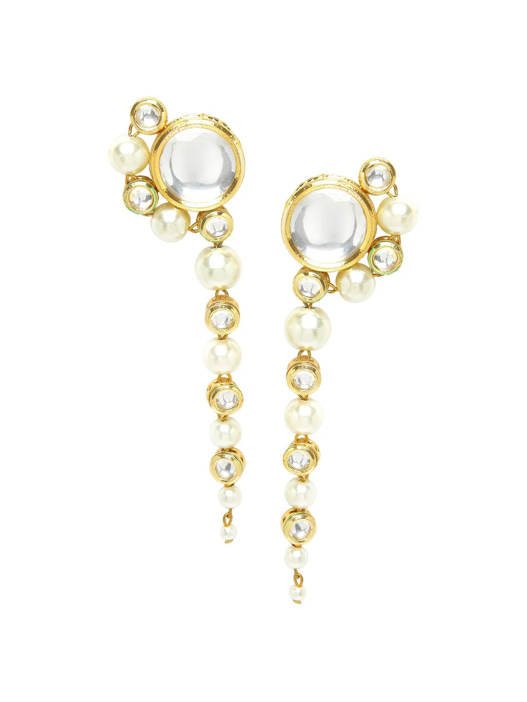 KARATCART Gold-Plated Kundan-Studded Drop Earrings - Image 2
