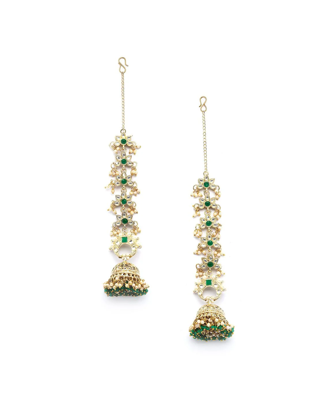 KARATCART Gold Plated Kundan Studded Jhumkas Earrings - Image 3