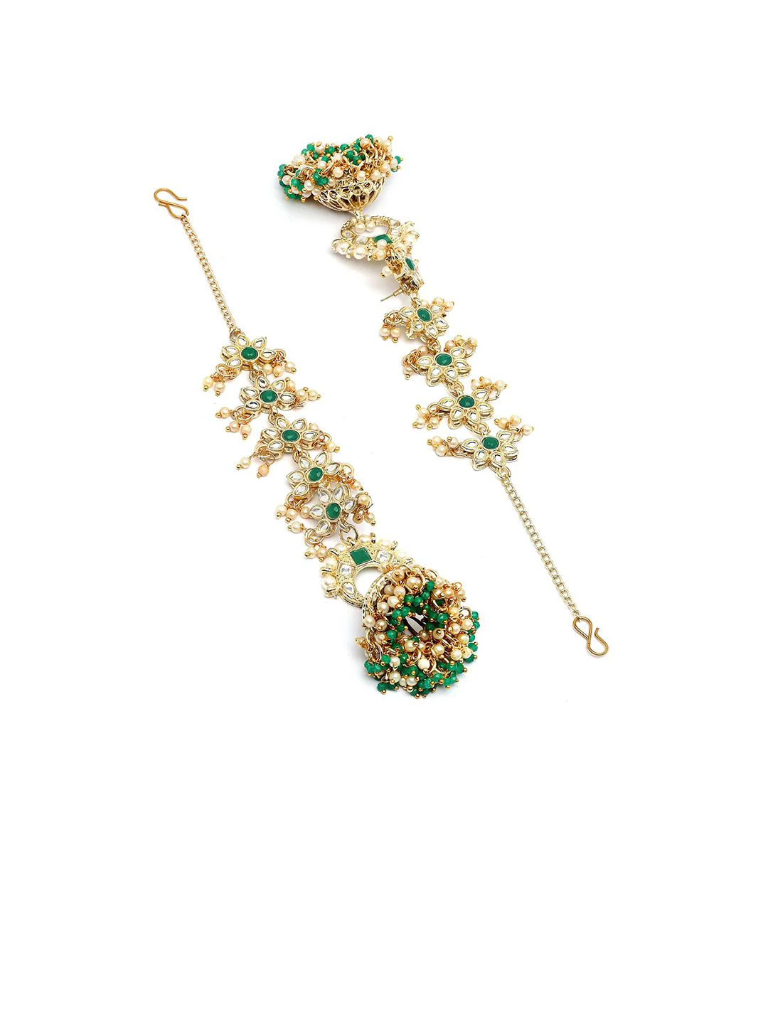 KARATCART Gold Plated Kundan Studded Jhumkas Earrings - Image 5