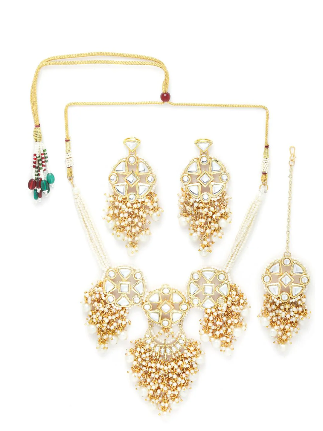 KARATCART Gold-Plated Pearl Studded Kundan Choker Neckalce Set - Image 2