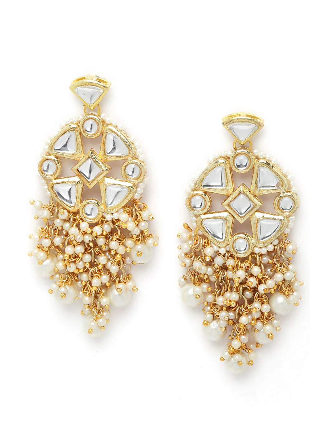 KARATCART Gold-Plated Pearl Studded Kundan Choker Neckalce Set - Image 5