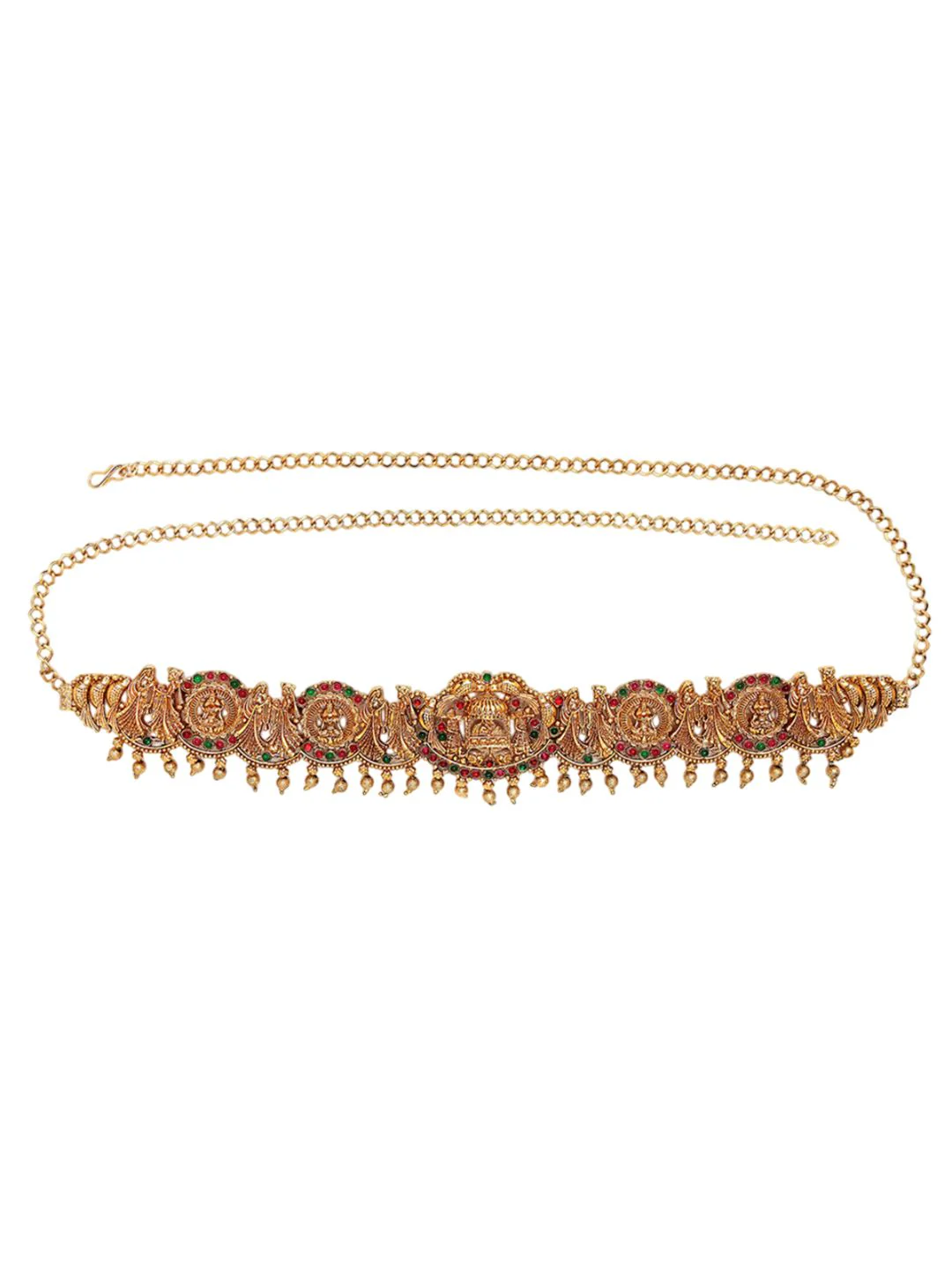 KARATCART Gold Plated Varmala Inspired Artificial Stones Studded Waist Chain - Image 2