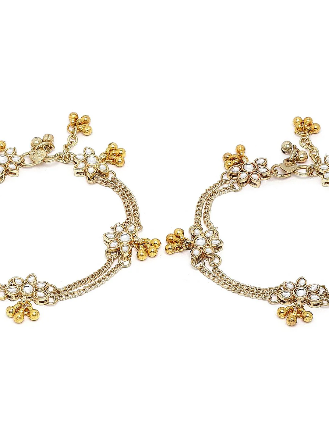 KARATCART Gold-Plated White Kundan Studded Anklet - Image 5