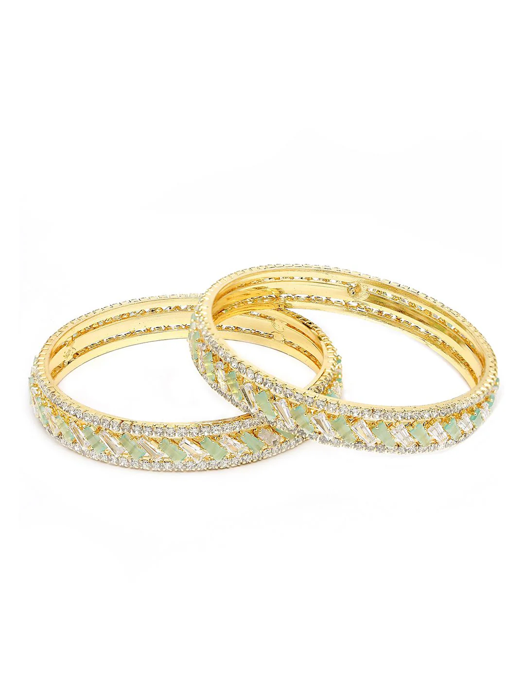 KARATCART Set Of 2 Gold Plated & AD Studded Bangles - Image 2