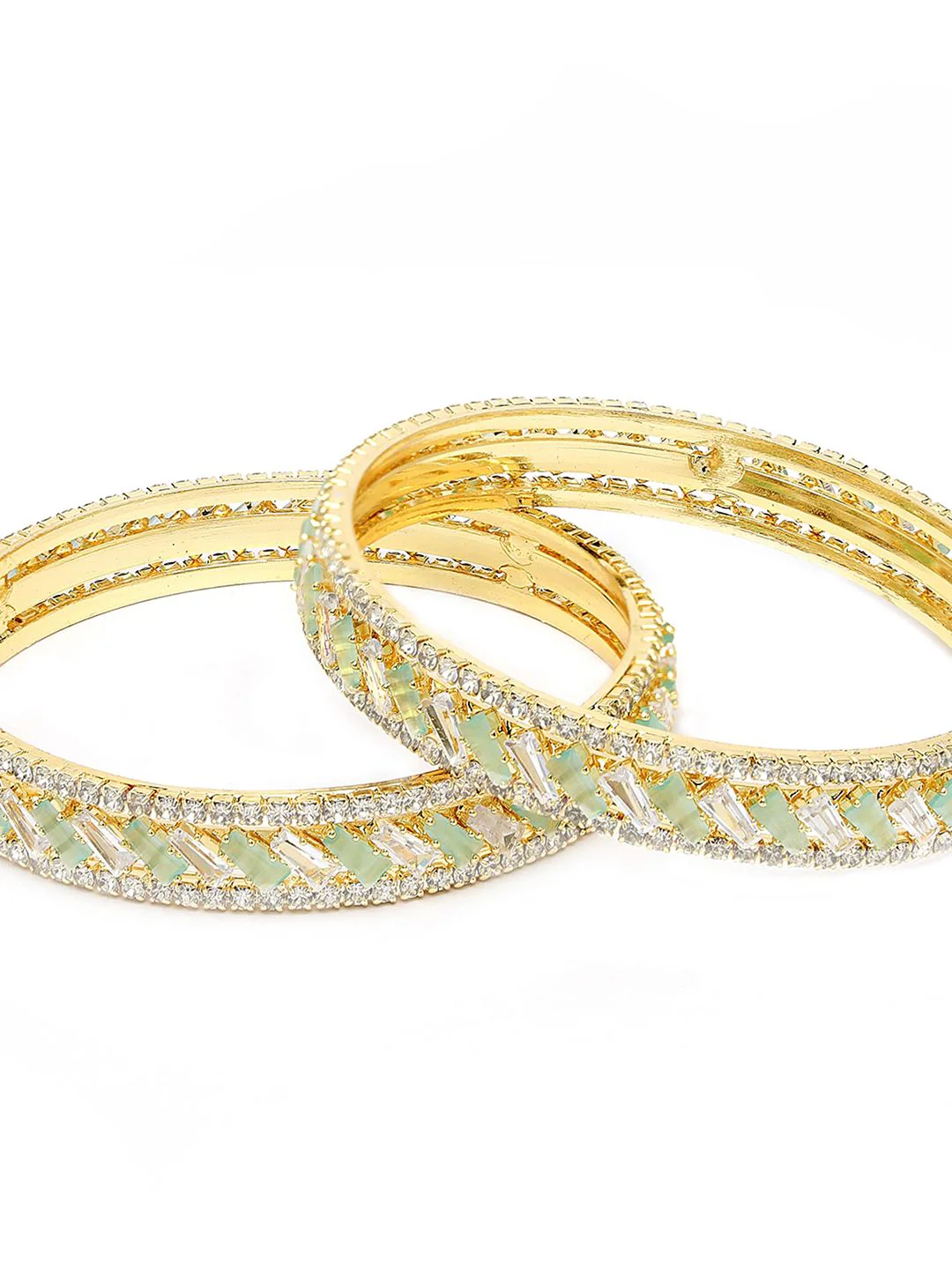 KARATCART Set Of 2 Gold Plated & AD Studded Bangles - Image 5