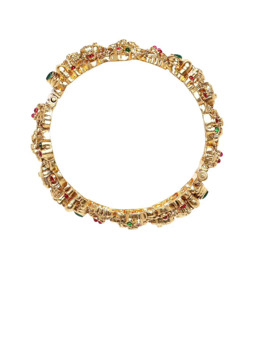 KARATCART Set Of 2 Gold Plated Kundan Stone Studded Laxmi Mata Temple Bangles - Image 5