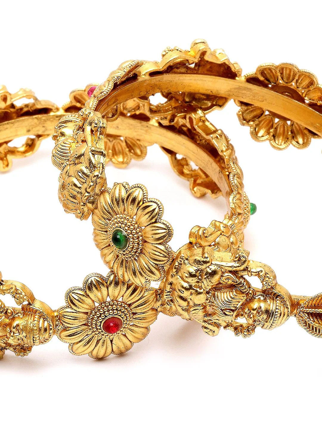 KARATCART Set Of 2 Gold-Plated Kundan-Studded Bangles - Image 5