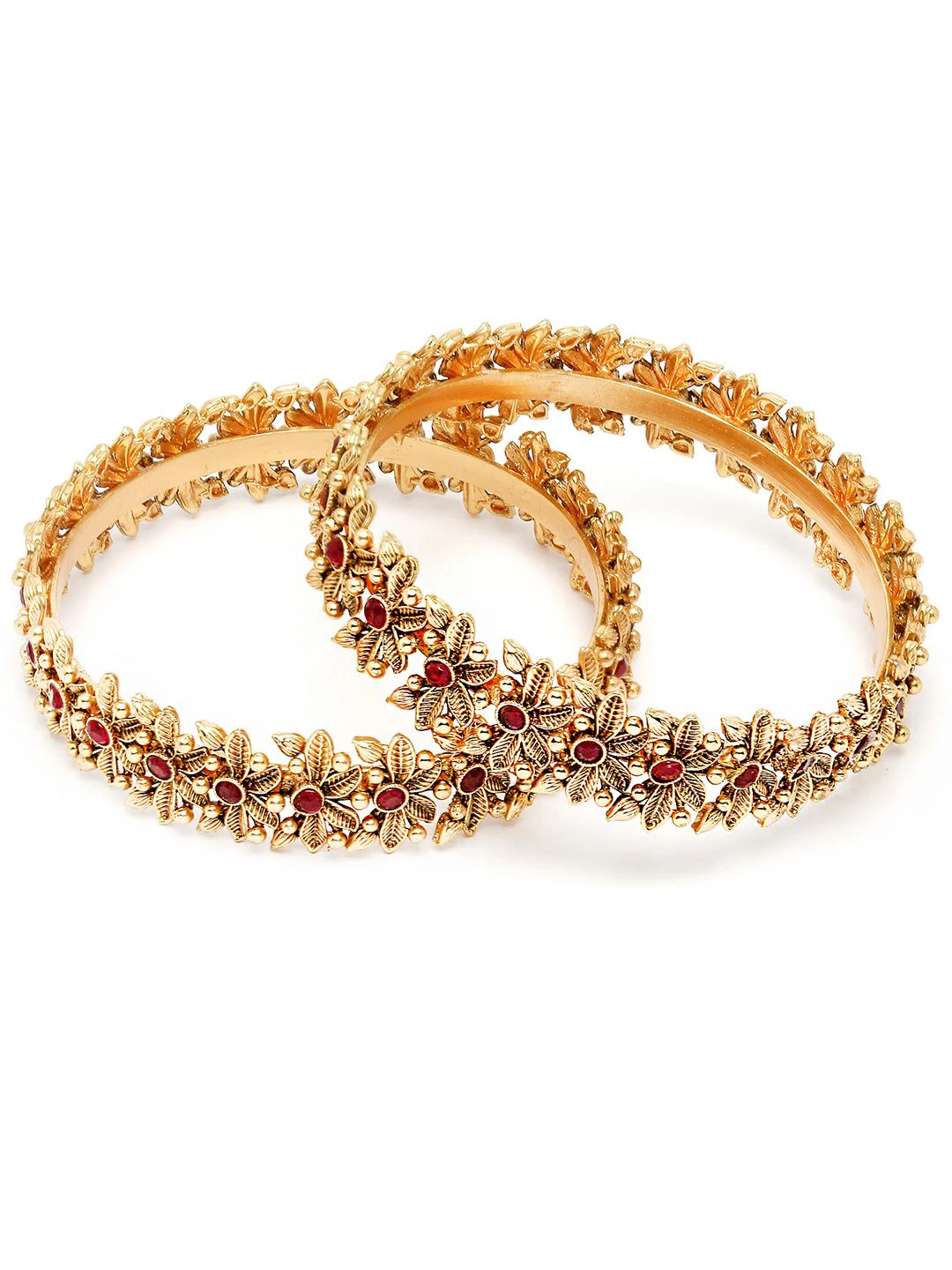 KARATCART Set Of 2 Gold-Plated Kundan-Studded Bangles - Image 3