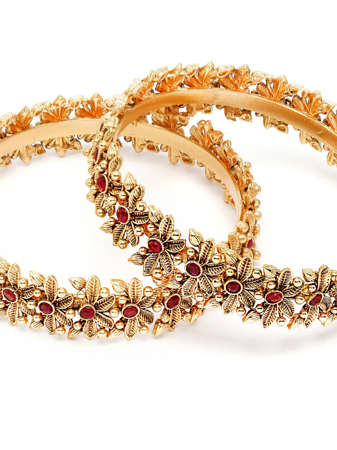 KARATCART Set Of 2 Gold-Plated Kundan-Studded Bangles - Image 5