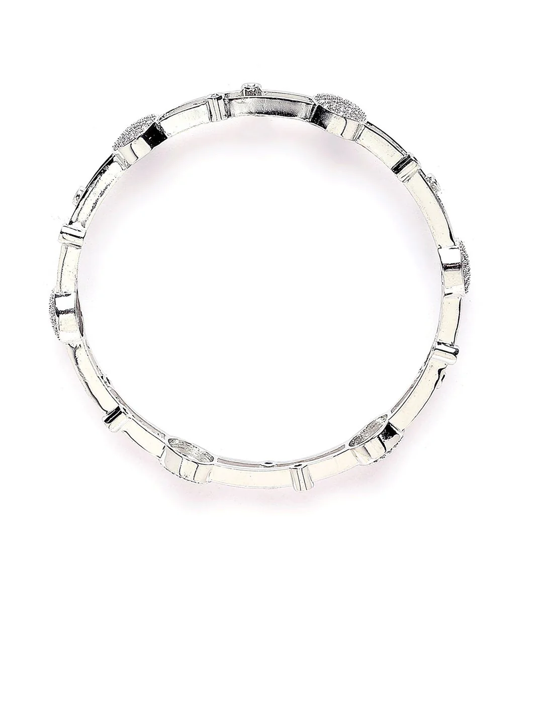 KARATCART Set Of 2 Silver Plated Cubic Zirconia Studded Bangles - Image 3