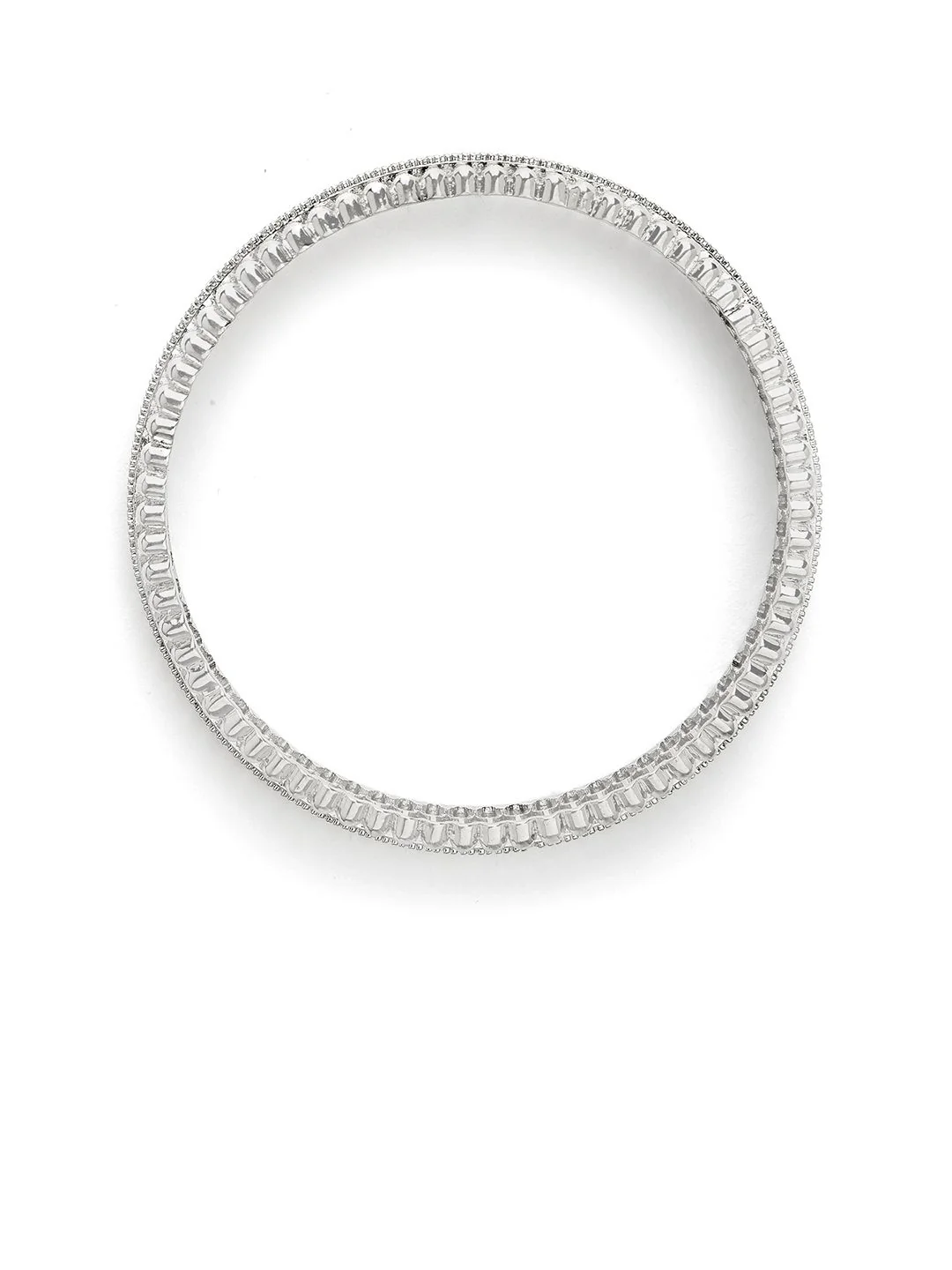 KARATCART Set Of 2 Silver-Plated Cubic Zirconia Studded Bangles - Image 3
