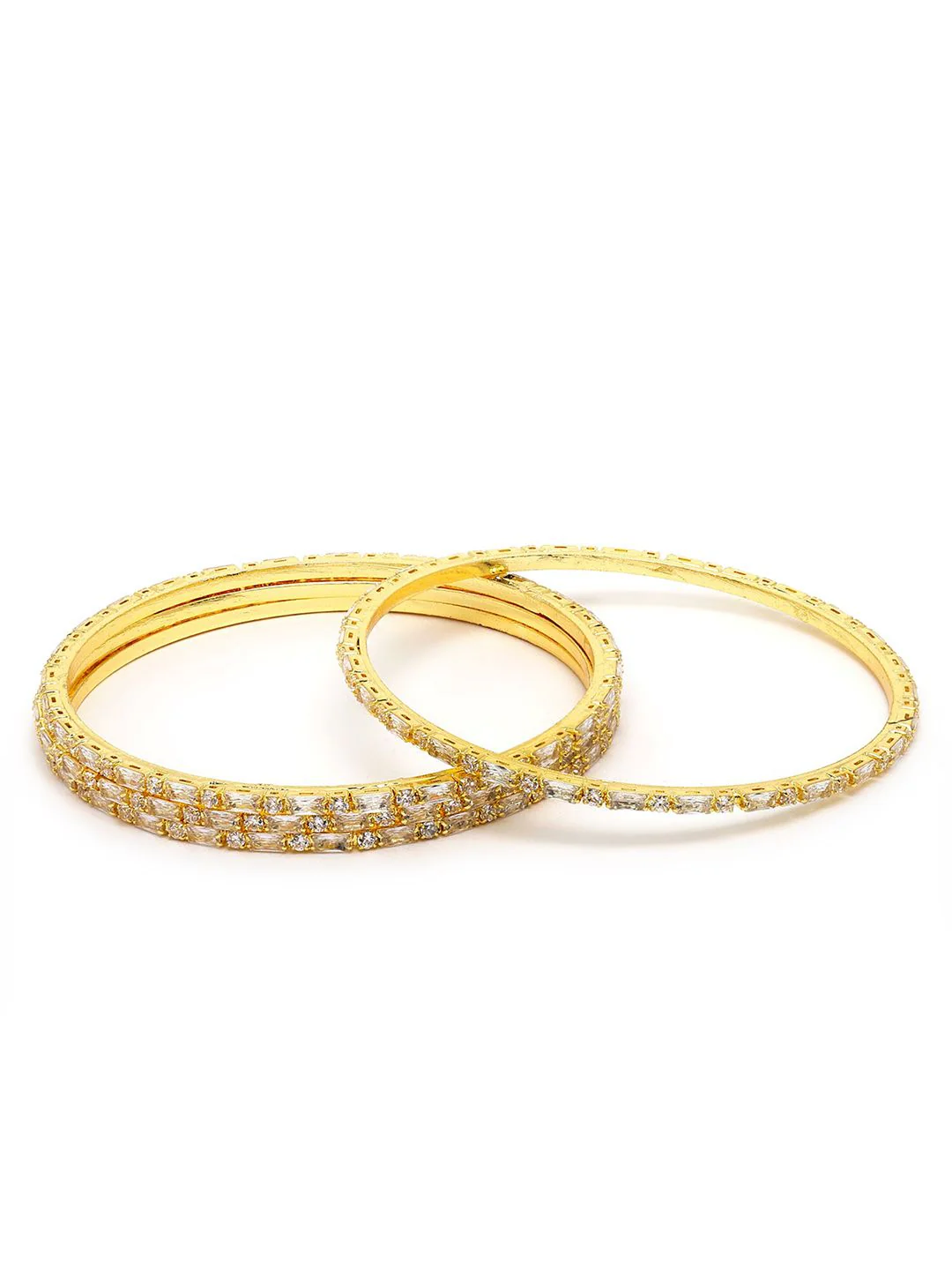 KARATCART Set Of 4 Gold-Plated AD Studded Handcrafted Bangles - Image 2