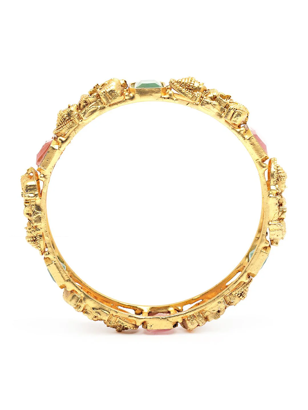 KARATCART Women Set of 2 Gold-Toned & Blue Rajwadi Gold Plated Temple Bangles - Image 4
