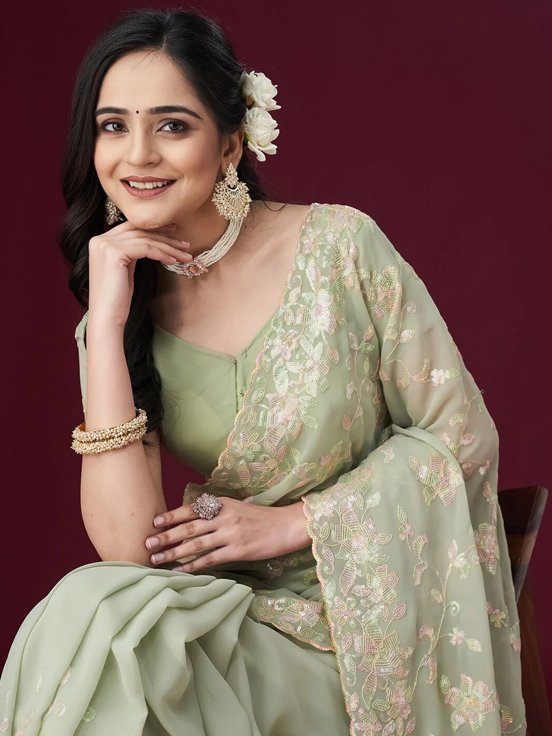 kasee Embellished Sequinned Saree - Image 4