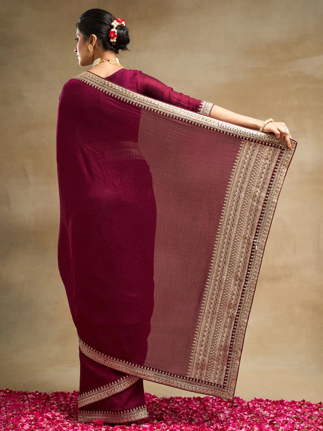 kasee Embroidered Pure Silk Saree - Image 3