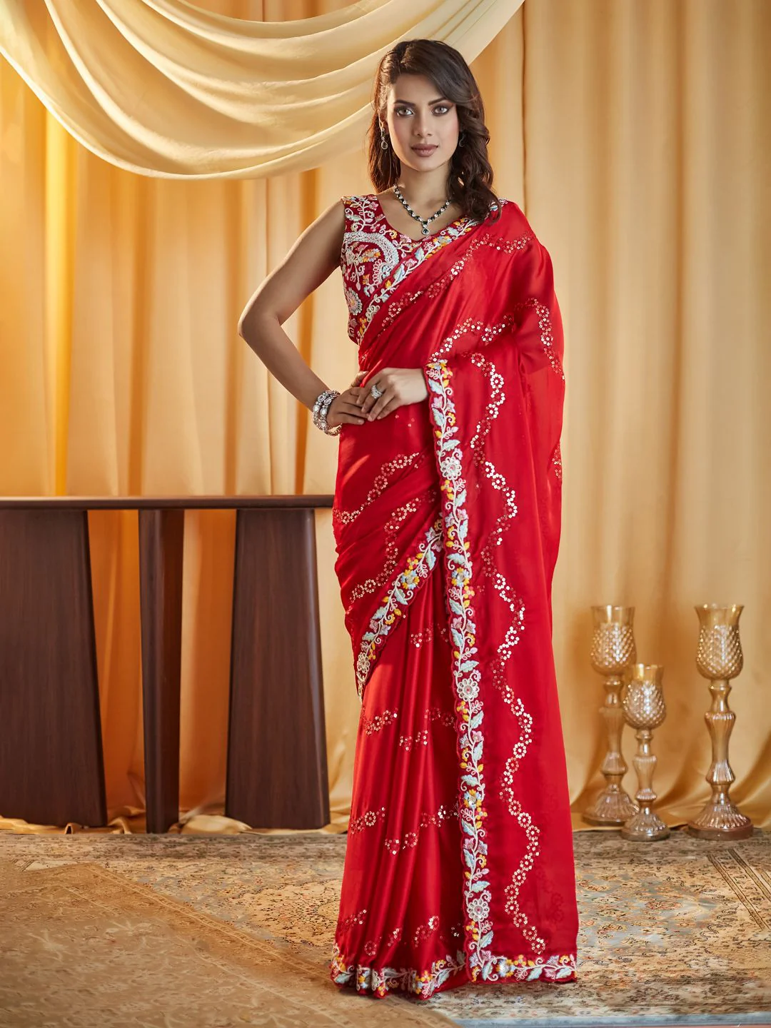 kasee Ethnic Motifs Kutchi Embroidery Pure Silk Saree