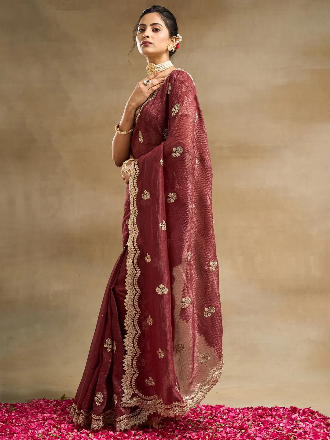 kasee Floral Embroidered Pure Silk Saree - Image 2