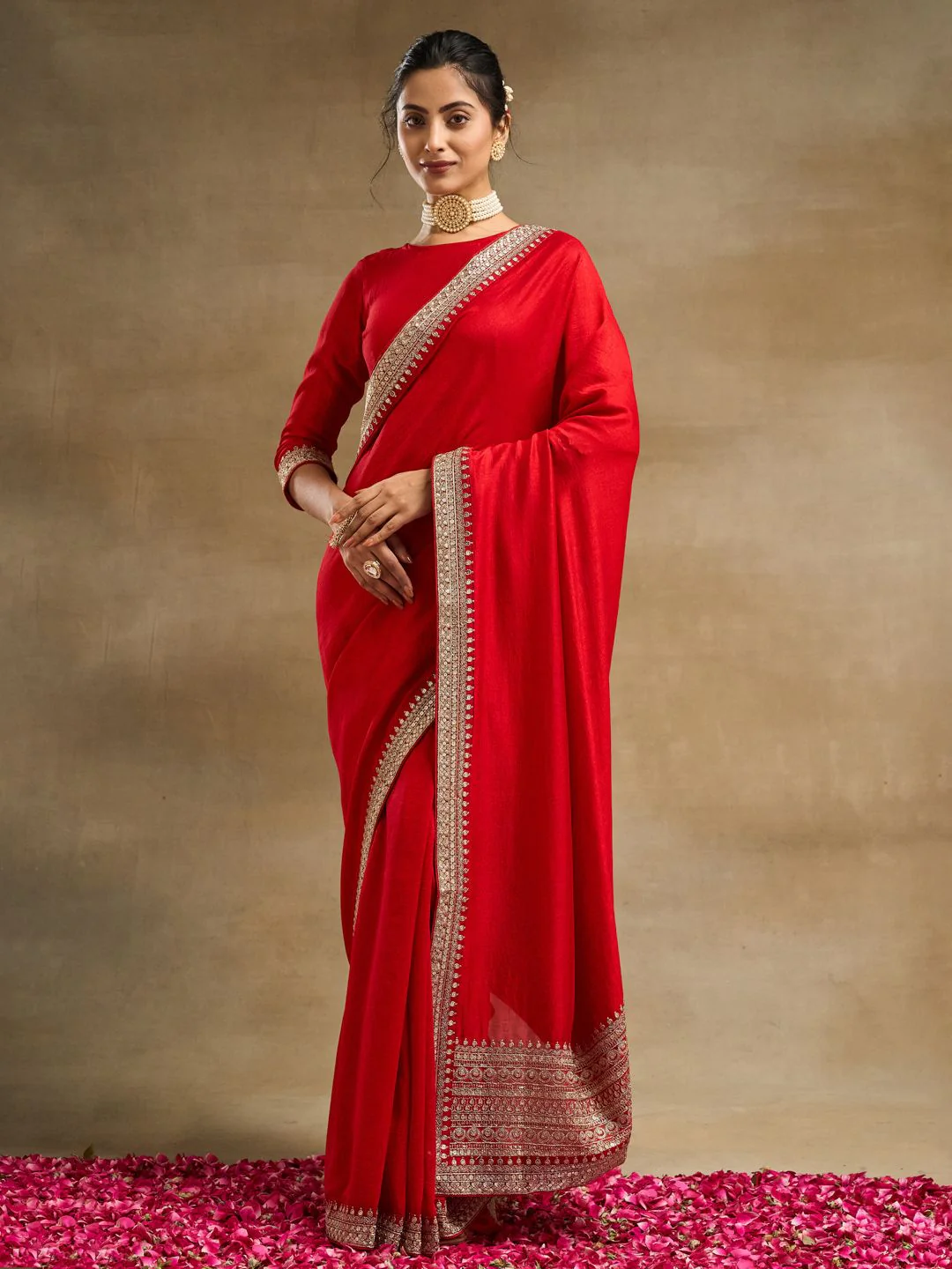 kasee Solid Embroidered Pure Silk Saree - Image 5