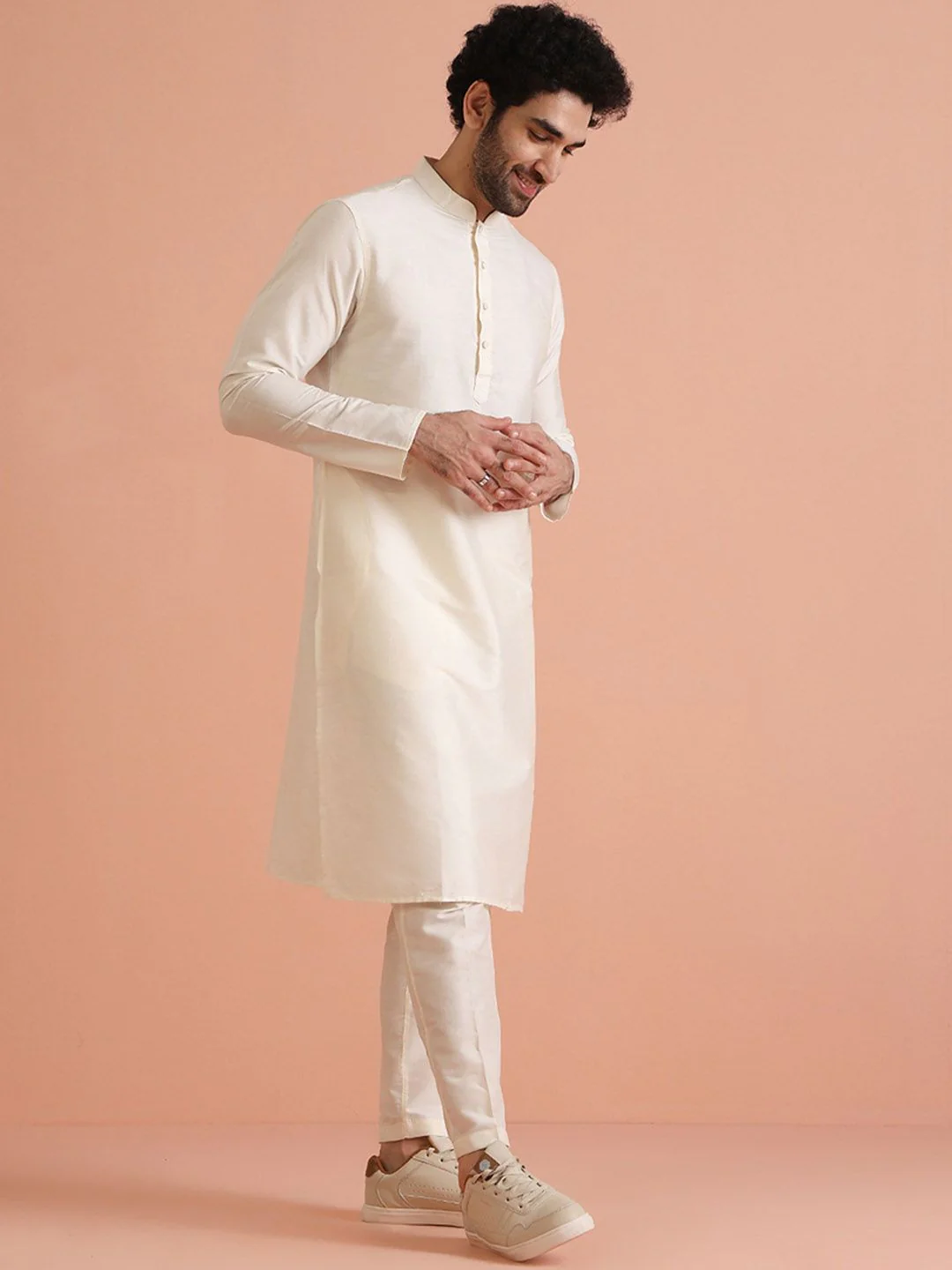 KISAH Mandarin Collar Pastel Straight Kurta - Image 3