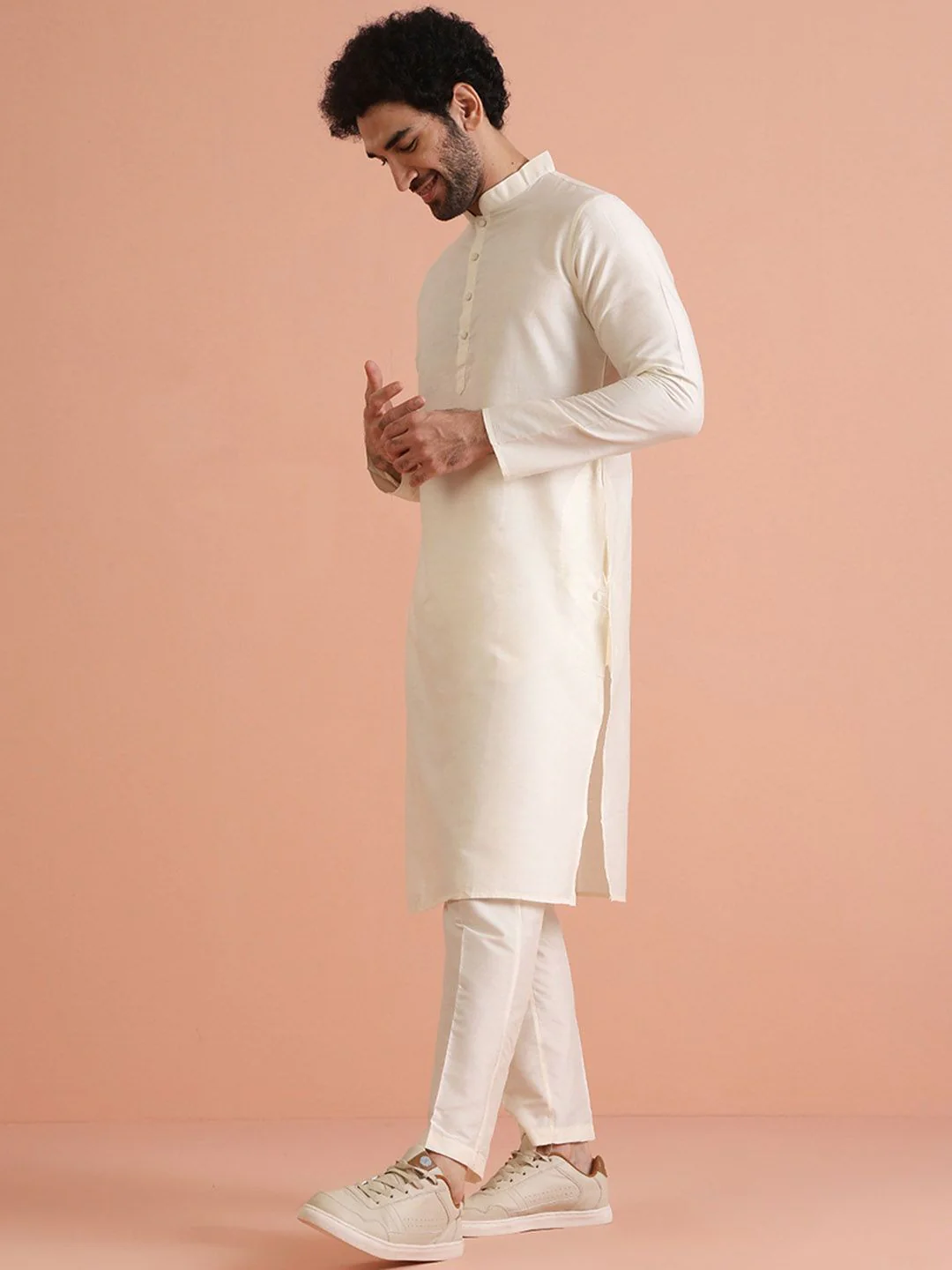 KISAH Mandarin Collar Pastel Straight Kurta - Image 5