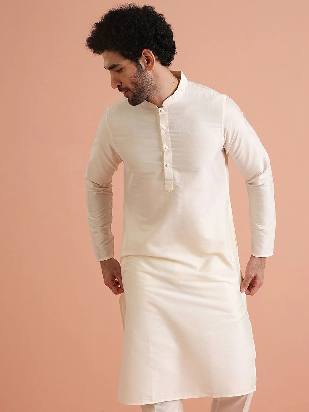 KISAH Mandarin Collar Pastel Straight Kurta - Image 6